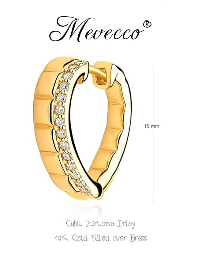 Mevecco Women Huggie Earrings Gold Hoop 14K Gold Filled Small Simple Handmade Hypoallergenic Everyday Jewelry - Image 4