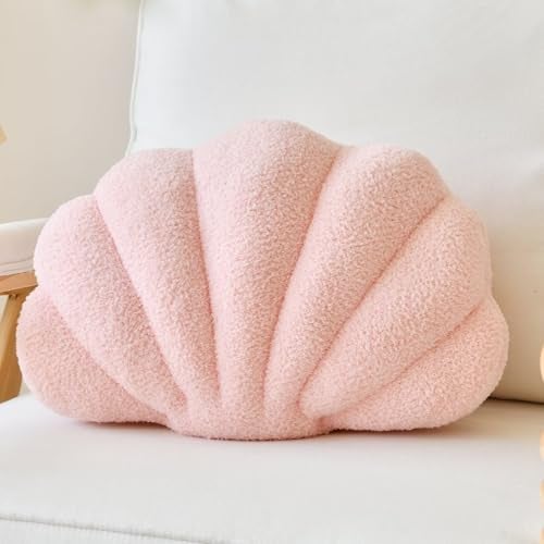 Lfsaaj Pink Seashell Throw Pillows, Shell Shaped Throw Pillows, 13 Inch Soft Home Decorative Pillow Plush Cushion for Bed Couch Living Sofa Room Decor Accent Throw Pillow - Image 1