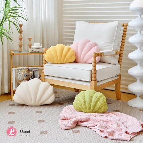 Lfsaaj Pink Seashell Throw Pillows, Shell Shaped Throw Pillows, 13 Inch Soft Home Decorative Pillow Plush Cushion for Bed Couch Living Sofa Room Decor Accent Throw Pillow - Image 5