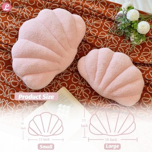 Lfsaaj Pink Seashell Throw Pillows, Shell Shaped Throw Pillows, 13 Inch Soft Home Decorative Pillow Plush Cushion for Bed Couch Living Sofa Room Decor Accent Throw Pillow - Image 3
