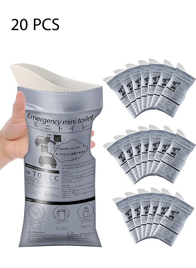 STELLA (20 Pack) Disposable Urine Bags, 700ML Large Capacity Camping Pee Bags, Unisex Urinals Vomit Bags for Travel Urinal Toilet Traffic Jam Emergency Portable Toilet Bee Bag for Men Women Kids Patient - Image 1