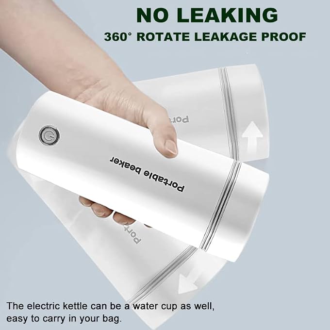 BLYPHOO Portable Electric Kettle Portable Water Boiler Stainless Steel Travel Beaker Tea Kettle Automatic Shut Off Electric Kettle For Travel  Electric Mini Travel Kettle For Making Tea Coffee Milk 350Ml - Image 5