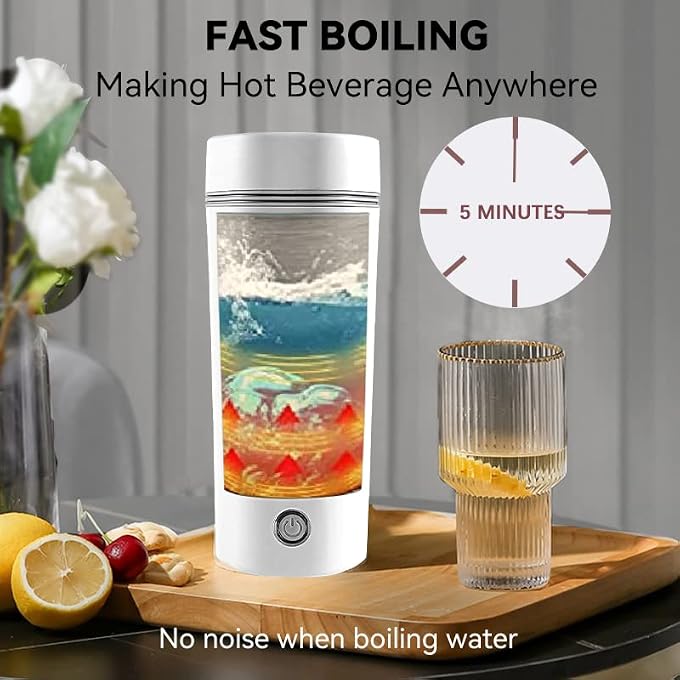 BLYPHOO Portable Electric Kettle Portable Water Boiler Stainless Steel Travel Beaker Tea Kettle Automatic Shut Off Electric Kettle For Travel  Electric Mini Travel Kettle For Making Tea Coffee Milk 350Ml - Image 4