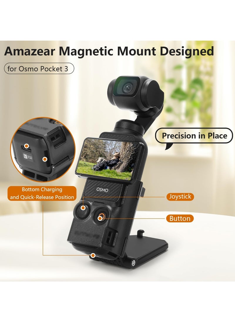 SYOSI - Magnetic Camera Desktop Base Stand Compatible with DJI OSMO Pocket 3, Pocket3 Accessories Expansion Adapter Magnet Suction Case Holder on Desktop, Vertical Surface, 180° Adjustable, Quick Fixation - Image 1