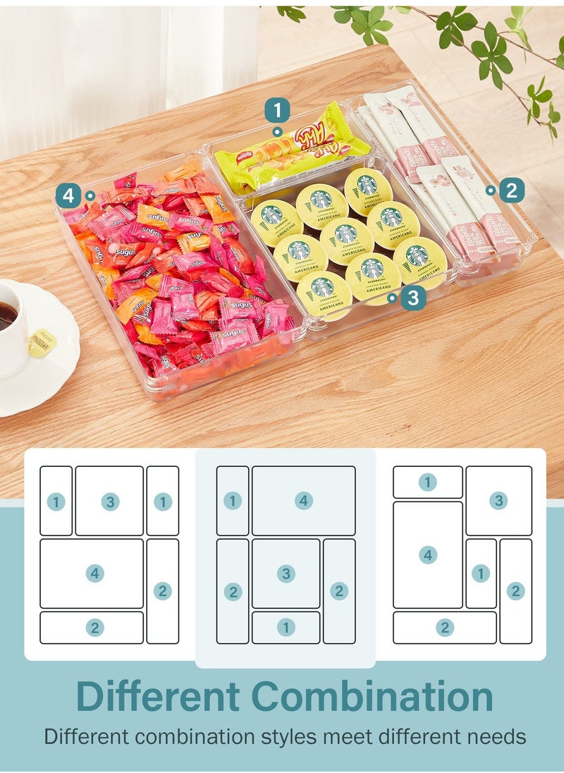 SYOSI 9 Pcs Desk Drawer Organizer Trays 4-Size Bathroom Drawer Tray Dividers Plastic Vanity Organizers Storage Bins for Makeup Dresser Kitchen Office  - Image 3