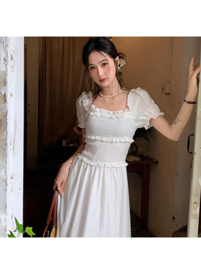 Ls Guangzhou Thirteen Lines Summer New Women's Sweet Ladies Korean Temperament Dress 5 272#