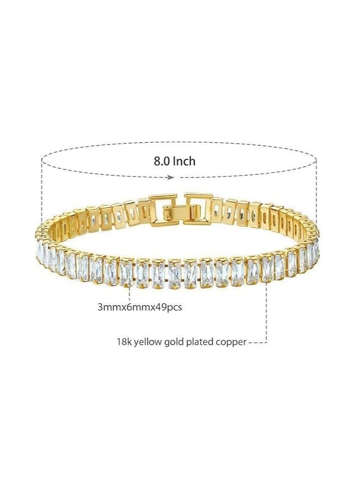 Fayrouz Jewellery Jewelry set consisting of a baguette tennis bracelet and hoop earrings.  - Image 2