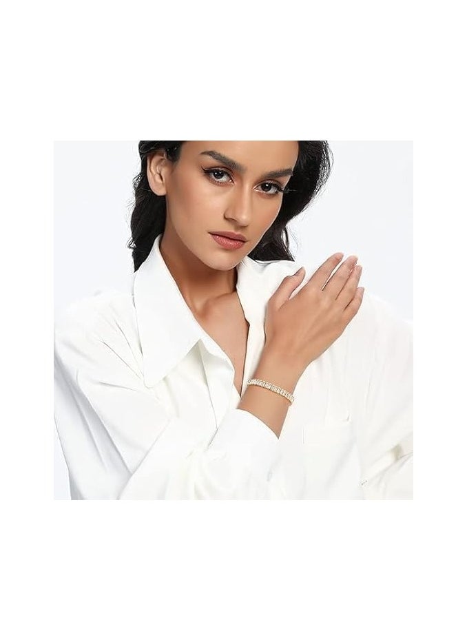 Fayrouz Jewellery Jewelry set consisting of a baguette tennis bracelet and hoop earrings.  - Image 4