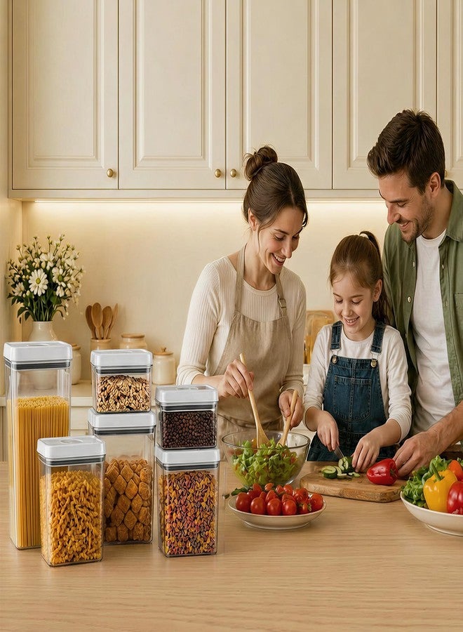 حاويات تخزين طعام محكمة الإغلاق من يوفورو بأغطية لولبية، طقم من 6 حاويات، منظم مطبخ قابل للتكديس، حاويات بفتحة دوارة للدقيق والحبوب والسكر (0.7/1.3/1.8 كوارت) × 2 - Image 4