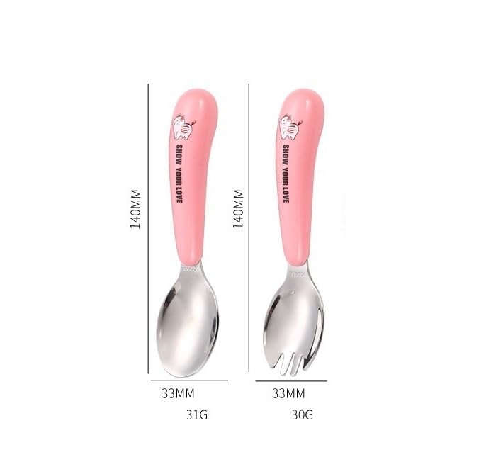 Pink 8 Piece Stainless Steel Flatware Set Portable Travel Spoon Fork - Image 3