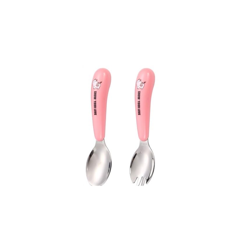 Pink 8 Piece Stainless Steel Flatware Set Portable Travel Spoon Fork - Image 2