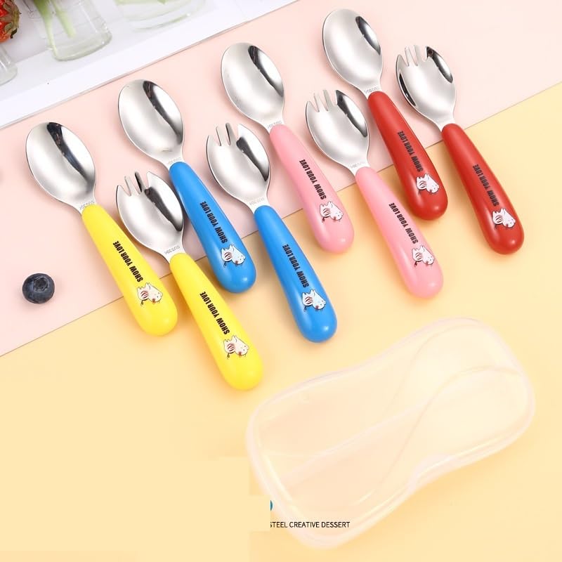Pink 8 Piece Stainless Steel Flatware Set Portable Travel Spoon Fork - Image 4