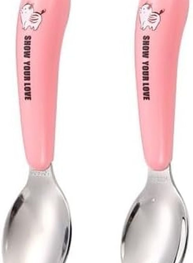 Pink 8 Piece Stainless Steel Flatware Set Portable Travel Spoon Fork - Image 1