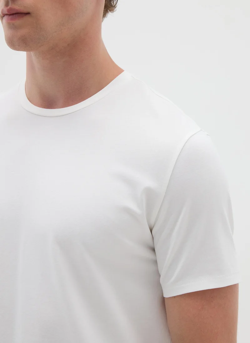 Ovs MEN'S WHITE STRETCH COTTON T-SHIRT