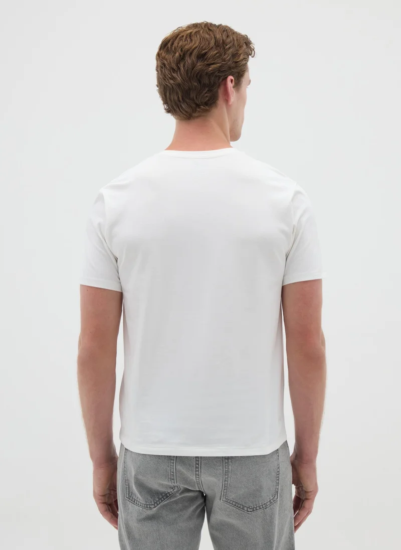 Ovs MEN'S WHITE STRETCH COTTON T-SHIRT