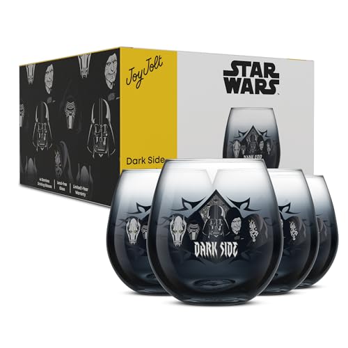 JoyJolt Star Wars Dark Side Stemless Drinking Glasses Set of 4, 15 oz Tumblers, Kitchen Glasses ft. General Grievous, Kylo Ren, Darth Vader, Emperor Palpatine, Darth Maul - Image 1
