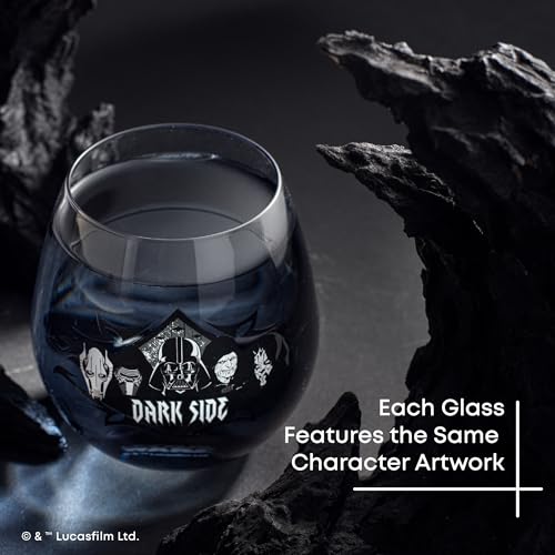 JoyJolt Star Wars Dark Side Stemless Drinking Glasses Set of 4, 15 oz Tumblers, Kitchen Glasses ft. General Grievous, Kylo Ren, Darth Vader, Emperor Palpatine, Darth Maul - Image 2