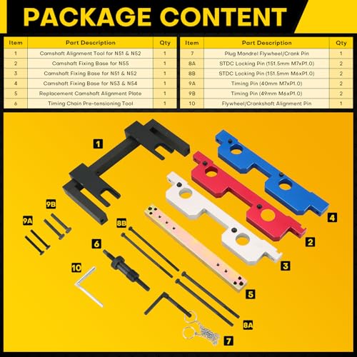 Acymner Master Engine Timing Vanos Cam Camshaft Locking Tool | Crankshaft Flywheel Alignment Tool Kit Compatible with BMW Vehicles with 2.5L 3.0L N51 N52 N53 N54 N55 - Image 2