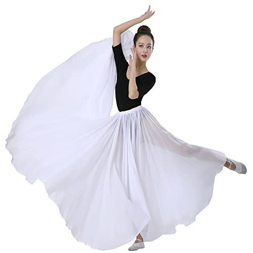 Backgarden White 720 Silky Sheer Chiffon Elastic Waist Long Dance Skirt for Belly Ballet Photography Performance Maxi Skirt - Image 2