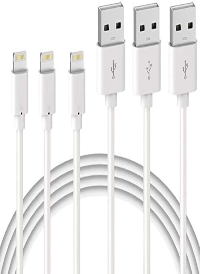 Quntis iPhone Cable, MFi Certified 3 Pieces 1m Lightning Cable, Compatible with iPhone 13 12 11 Xs Max XR X 8 7 6 Plus SE, iPad, iPod, AirPods - White