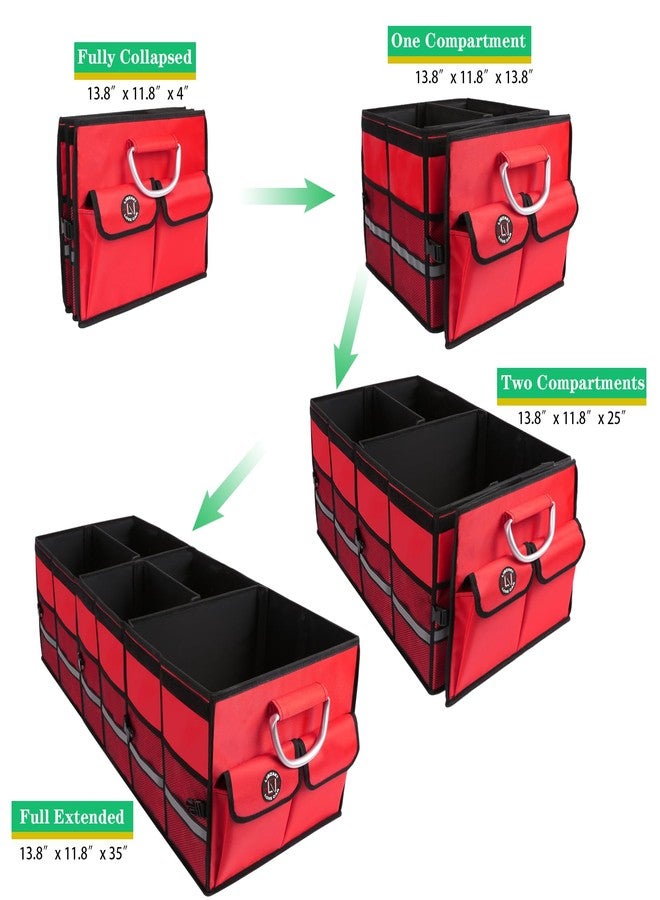 LI LIBZAKI Big Car Trunk Organizer, Cargo Organizer SUV Trunk Storage Non Slip Bottom Waterproof Collapsible Durable Multi Compartments-(Oversize,Red) - Image 4