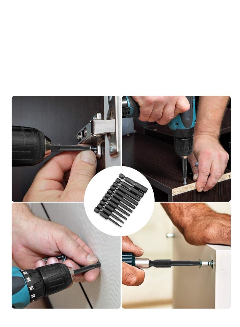 Yakumuz 10PCS Hex Head Allen Wrench Drill Bit Set, Yakumuz S2 Steel Hex Head Screwdriver Bit Set, with Magnetic, 1.5-8mm Metric, 1/4 Inch Hex Shank, 2 Inch Length, for Hand Held Wrench and Electric Drills - Image 4