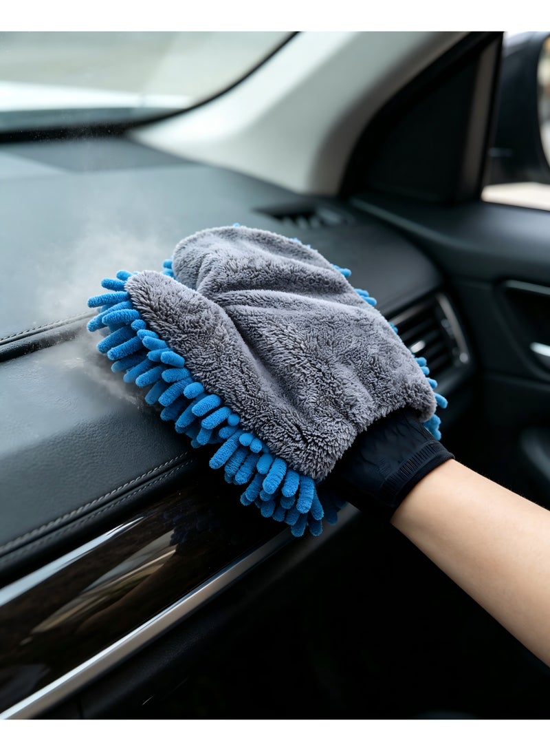 YelaJoy Car Cleaning Gloves, Chenille Double Sided Microfiber Gloves, Coral Fleece Cleaning Supplies, Car Wash Gloves Tools, Alternative Sides for Alternative Cleaning, Thumbed and Simple Mitt, Safe for All Surfaces - Image 5