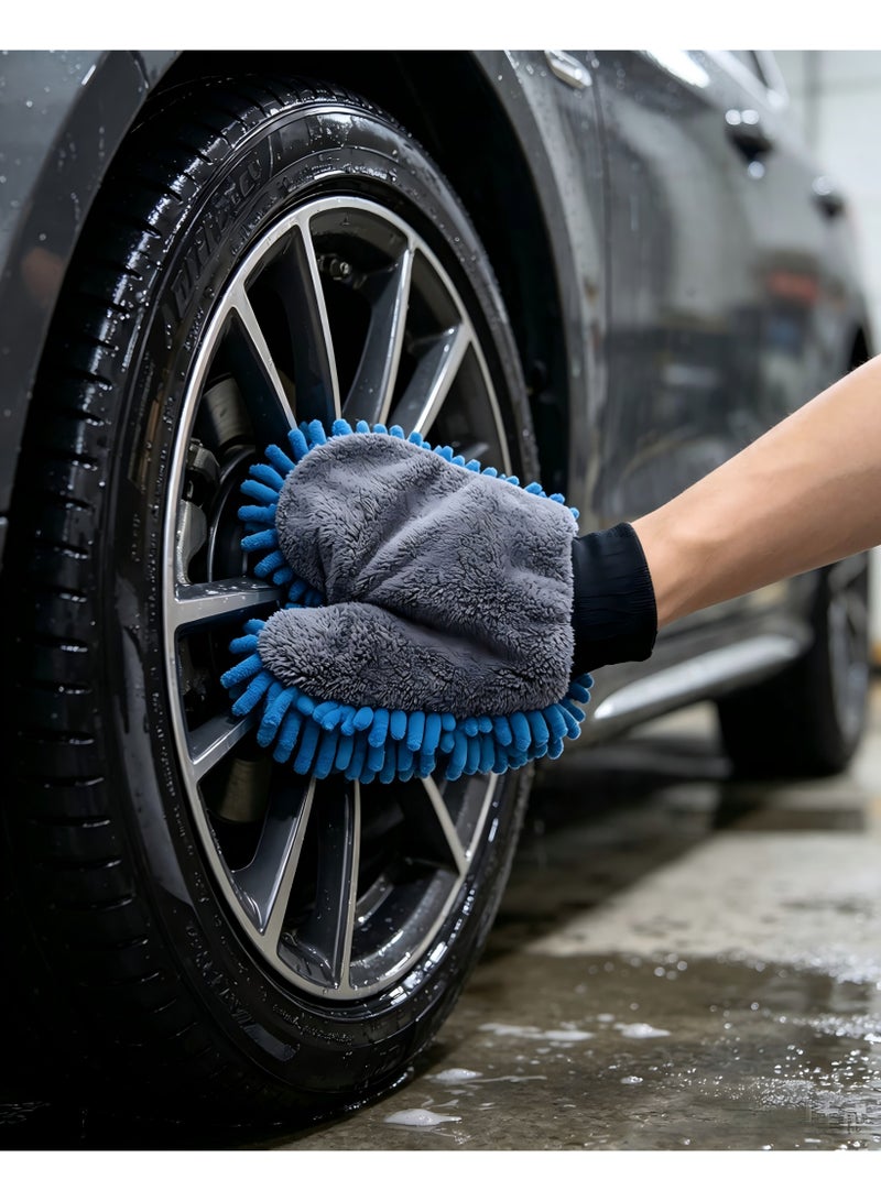 YelaJoy Car Cleaning Gloves, Chenille Double Sided Microfiber Gloves, Coral Fleece Cleaning Supplies, Car Wash Gloves Tools, Alternative Sides for Alternative Cleaning, Thumbed and Simple Mitt, Safe for All Surfaces - Image 4
