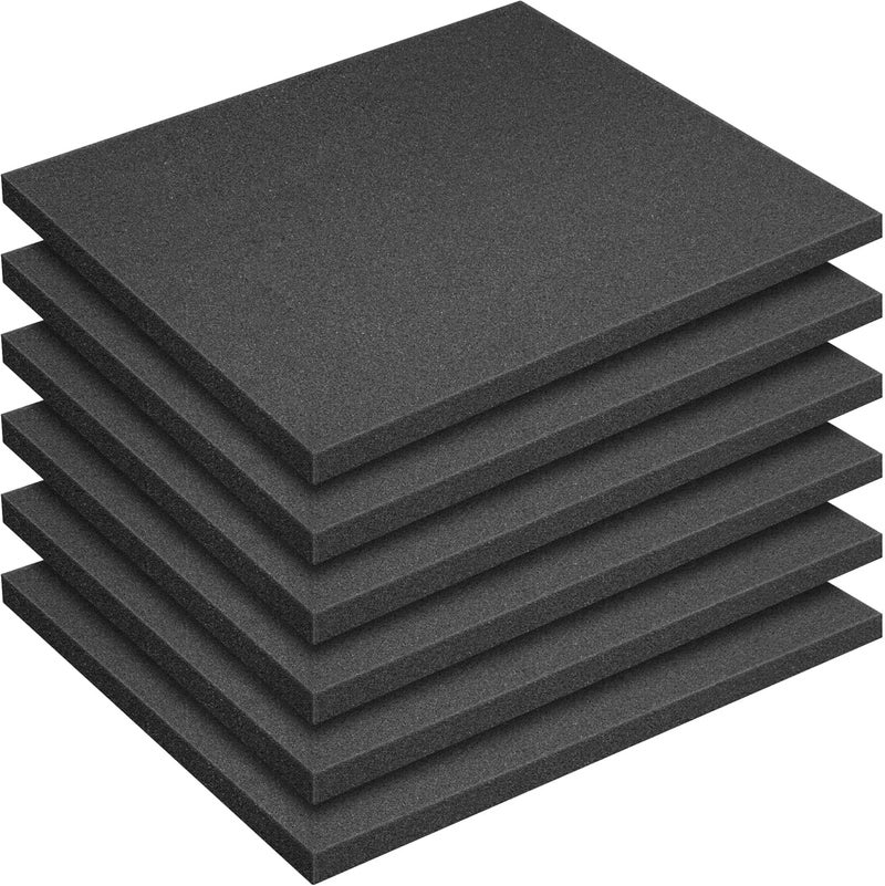 DECOHS 6 PCS Polyurethane Foam Sheet-16x12x1 Inch Cuttable Foam Inserts for Cases-Packing Foam Pads for Toolbox Camera Storage and Crafts - Image 1