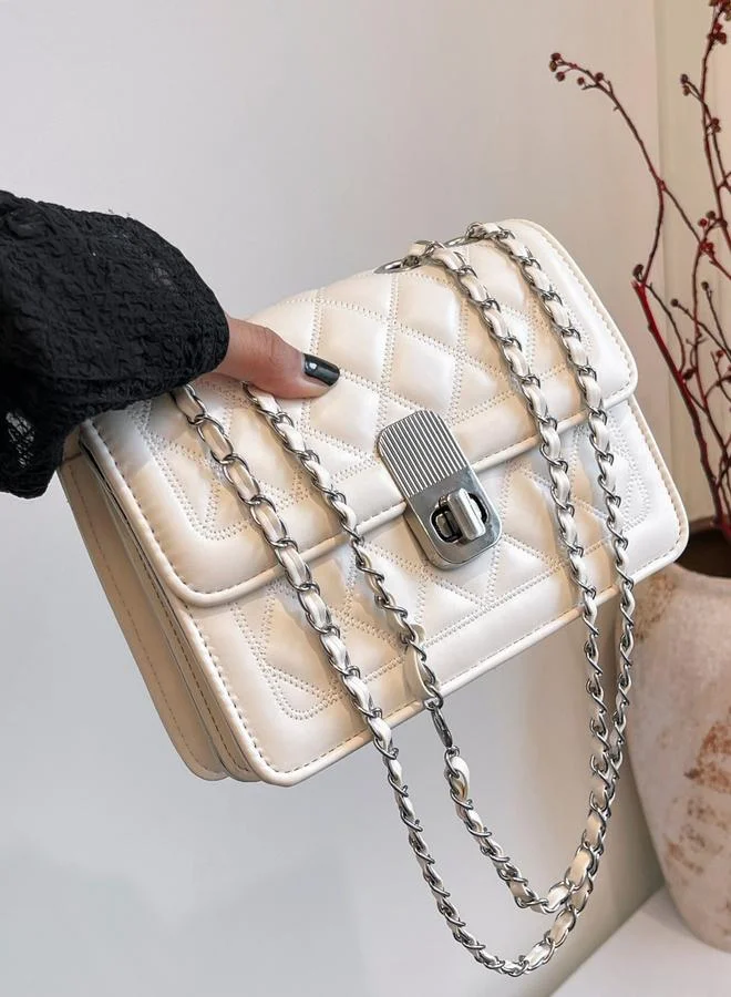 تايك تو White Quilted Crossbody Bag