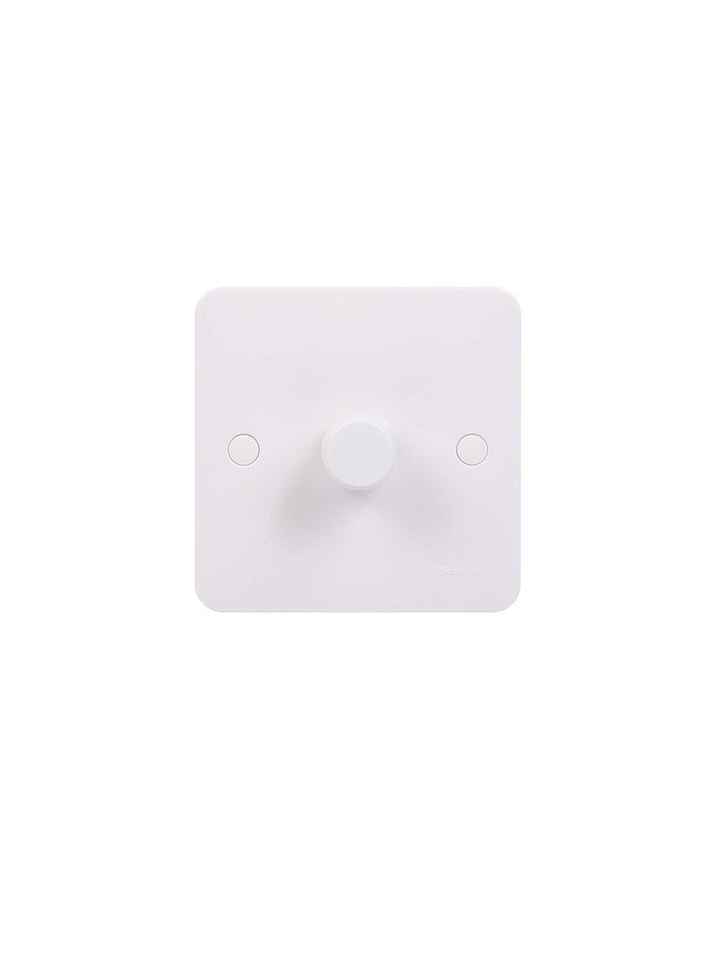 Schneider Electric Lisse White Moulded - Single 2 Way Dimmer Light Switch, 400W/400VA, GGBL6012CS, White - Image 1