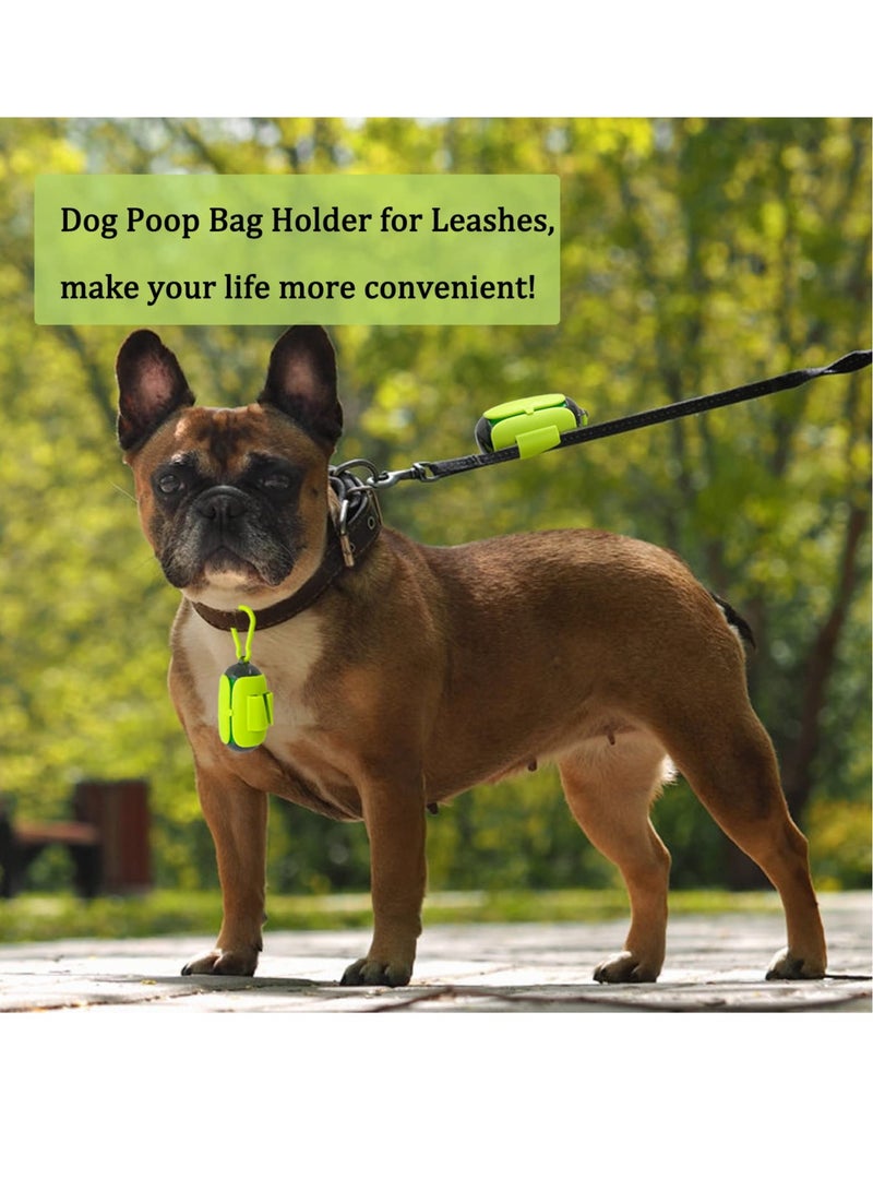 Dog  Bag Holder, 4 Pack Bag Holders for Leashes, Portable Pet Waste Bags Dispenser Holder, Bag Container Leash Attachment with 2 Rolls of Dog  Bags, Fits Any Leashes