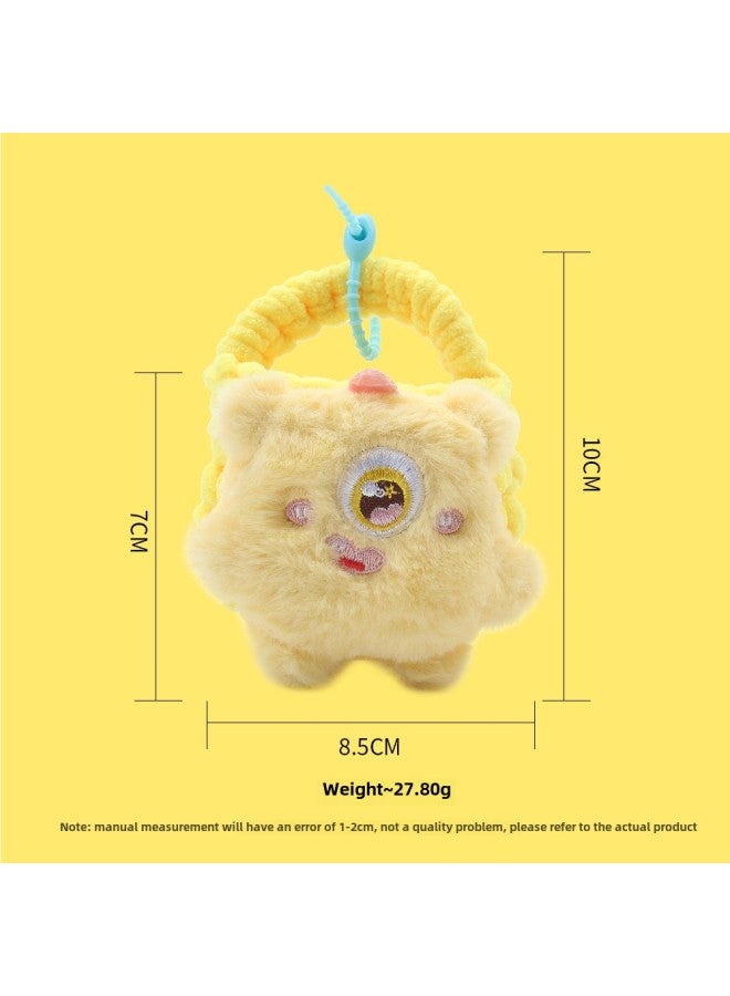 Cute Cartoon Yarn Knitted Mini Earphone Bag Coin Storage Pouch Fibre Cotton Filled Plush Toy For Infants And Toddlers-Color:Yellow-Height:10cm - Image 5