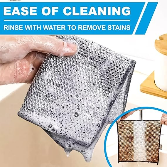 HISELL HISELL Double Layer Soap Dispenser with 6 pcs Wire Cloth Rags for Bathroom Accessories Dishwasher Liquid Holder Dispenser Pump with Sponge Holder Kitchen Sink Accessories Items Pack of 1 - Image 5