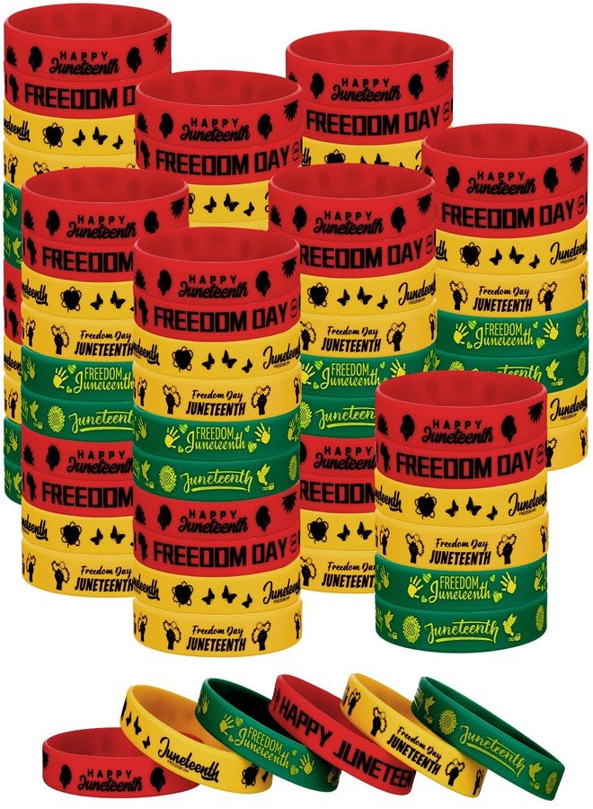 Batiyeer أساور مطاطية بتيير 60 قطعة لاحتفالات يوم الحرية الأسود - إمدادات حفلات يوم جونيتيث - زينة حفلات يوم جونيتيث - أساور سيليكون ليوم الحرية الأسود 19 يونيو 1865 - حشوات أكياس الهدايا - Image 1