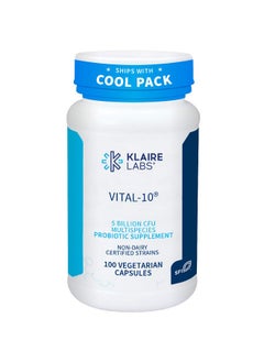 Vital 10 Probiotic 10 Species Supplement With Lactobacillus Bifidobacterium & Streptococcus For Immune Digestive Gi & Colon Support 5 Billion Cfu Hypoallergenic (100 Capsules)