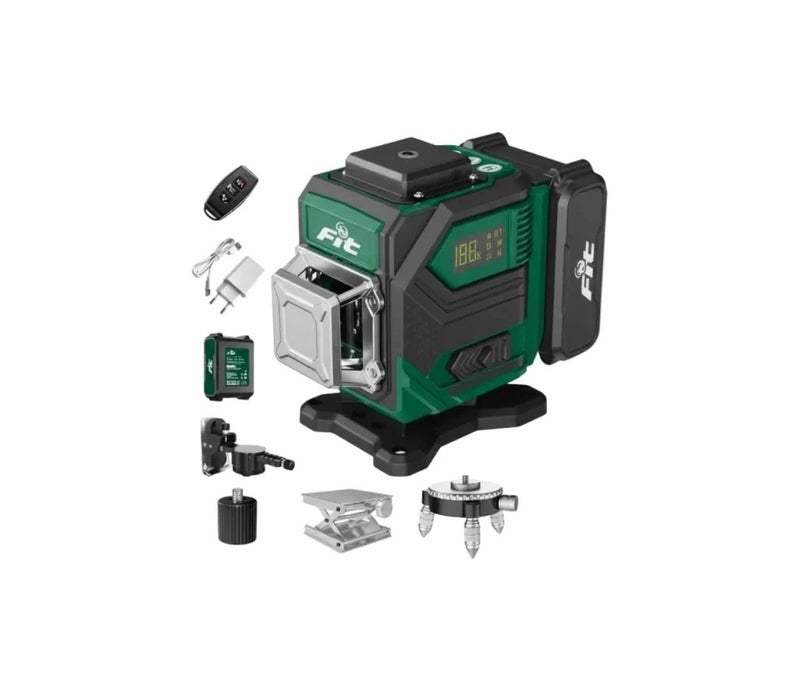 ميزان ليزر 12 خط أخضر مع بطاريتين وشاحن وريموت – موديل GREEN-120R Level احترافي