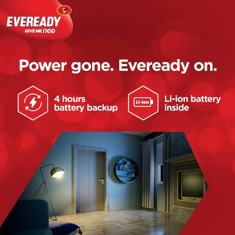 Eveready مصباح LED طوارئ 12 واط B22D | ضوء نهاري بارد (6500 كيلفن) | موفر للطاقة | 4 ساعات احتياطي للبطارية | بطارية ليثيوم أيون داخلية (10) - Image 4