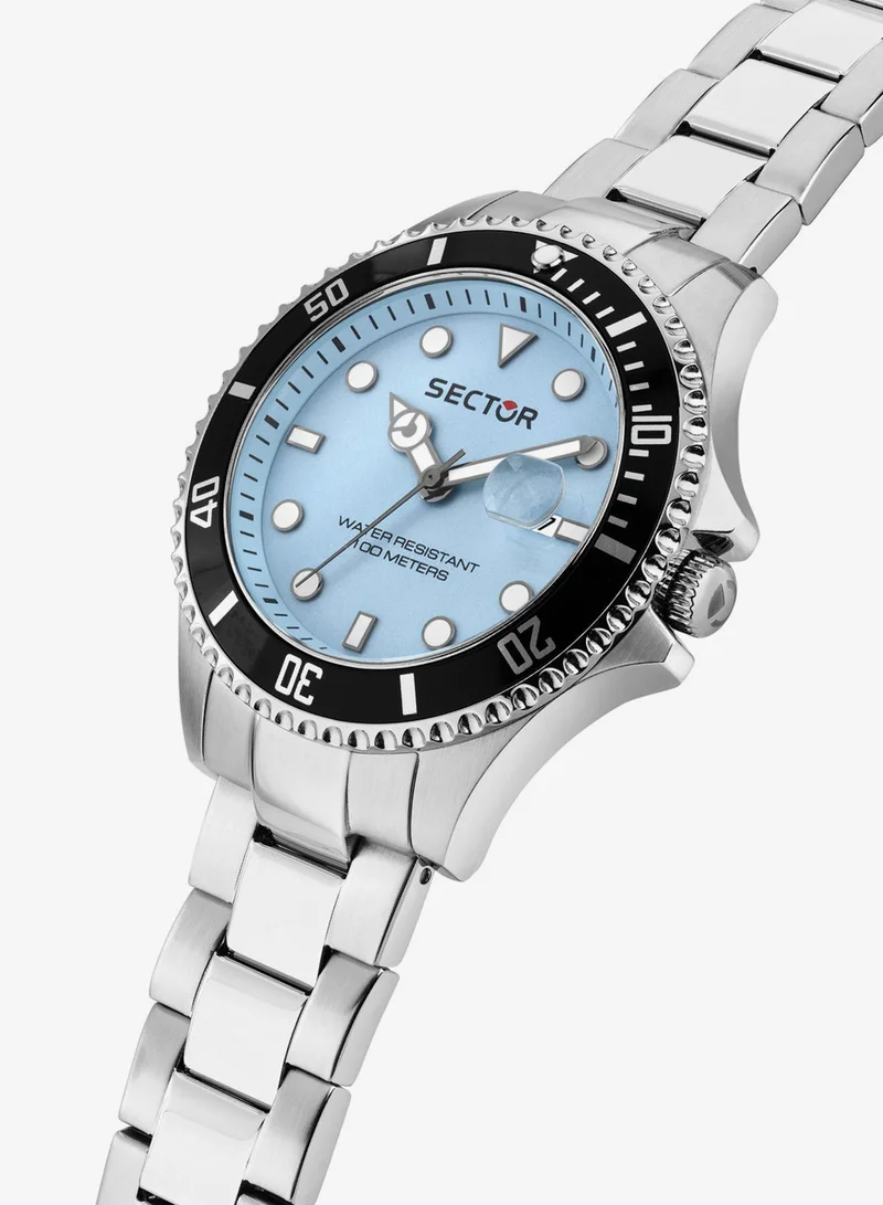 Sector 230 Collection Men's Analog Watch - Blue Matt Dial, 43mm Stainless Steel Case, Silver Stainless Steel Bracelet, Quartz, 100M Water Resistant - R3253161065