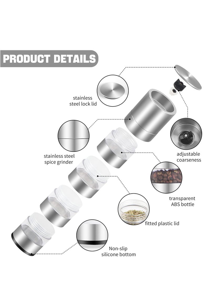 SYOSI Mini Spice Jars Set with Lid, 4 in 1 Seasoning Container w/Spice Grinder, for Spice, Jam, Outdoor BBQ Camping Picnic - Image 2
