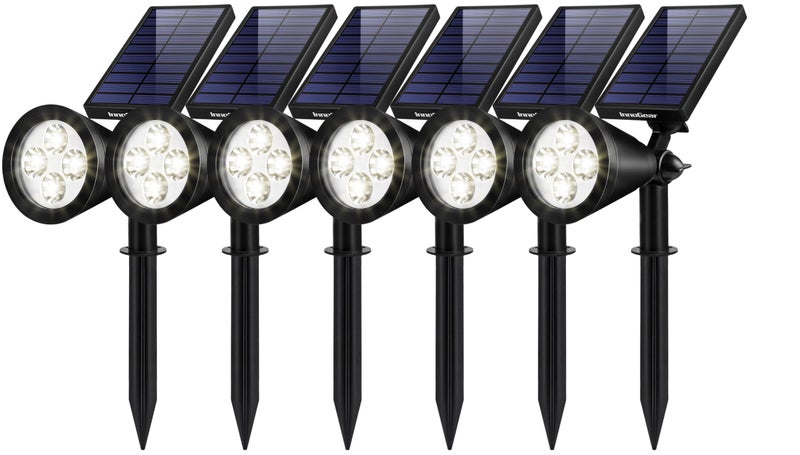 InnoGear Solar Lights Outdoor Waterproof Solar Garden Light for Outside Yard Landscape Lighting Pathway Spot Lights Spotlight Wall Light Auto On/Off, Pack of 6 (White) - Image 1