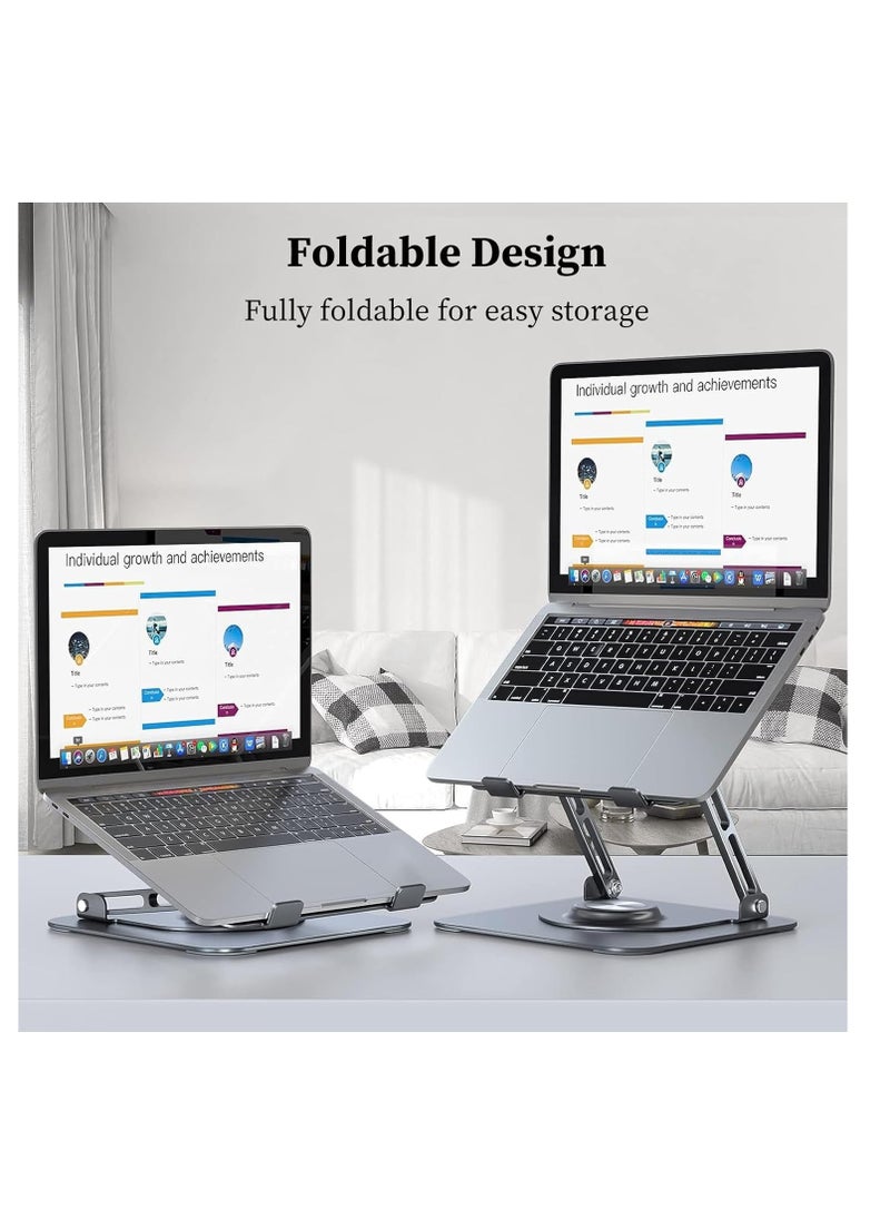 Generic - Adjustable Laptop Stand with 360° Rotating Base, Ergonomic Laptop Riser for Collaborative Work,Fully Foldable & Portable Laptop Stand for Desk,Fits All MacBook/Other Laptops - Image 1