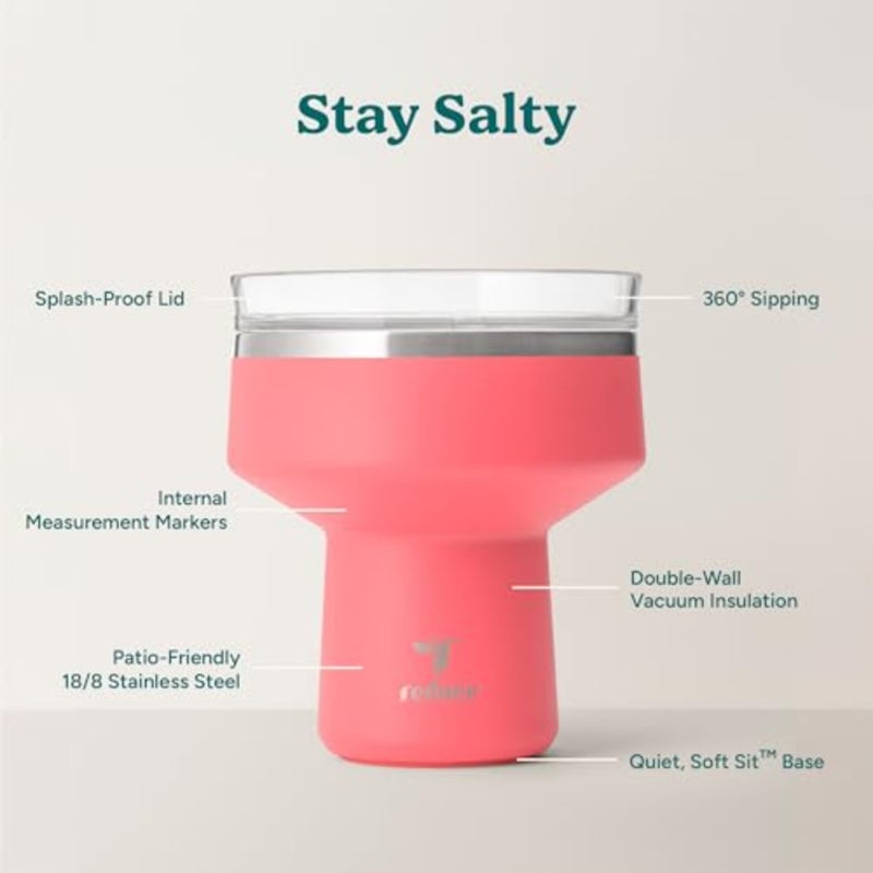 Saltini 16 oz Cocktail Tumbler - Insulated Margarita Tumbler with Lid - Keeps Drinks Cold for 10 Hours - 360 Sippable Martini Glass Alternative - Shatterproof, Perfect for Parties - Image 3