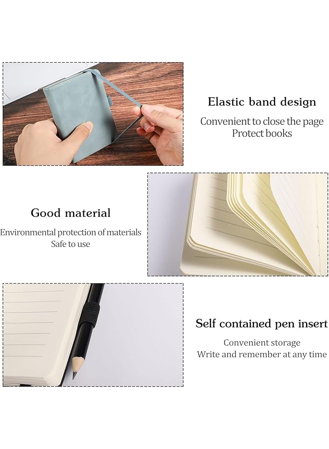 erorex 2 Pack Mini Notebooks 3.15 X 4.33 Inch Pocket Notebook Small Notebooks Hardcover Pocket Journal Tiny Notebook For Men 100 Sheets Thick Lined Paper Per Notepad Black Light Blue - Image 3