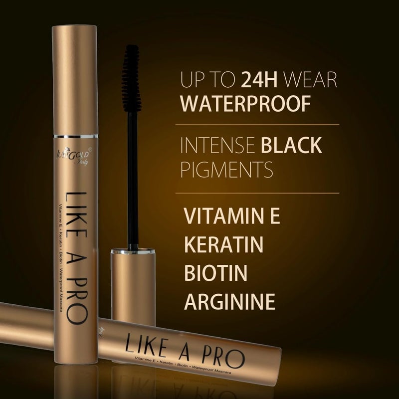 JUST GOLD Justgold Like A Pro Mascara With Keratin Biotin Vitamin E  Arginine Smudgeproof  Waterproof Mascara - Image 2