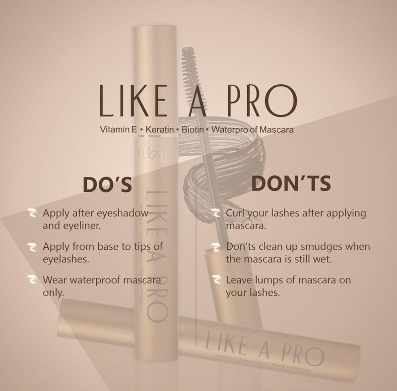 JUST GOLD Justgold Like A Pro Mascara With Keratin Biotin Vitamin E  Arginine Smudgeproof  Waterproof Mascara - Image 5