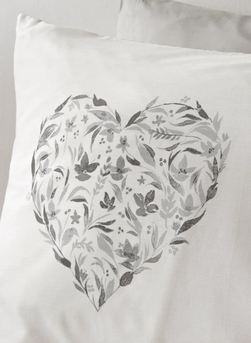 Matalan Grey Floral Hearts Duvet Set