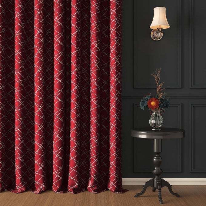 Blackout Door Curtains 7 Feet Set of 3 | Criss Cross Design | 90% Room Darkening | Thermal Insulated Curtains | Curtain for Living Room | (116 x 215 cm, Maroon) | Perfect for Home Decor