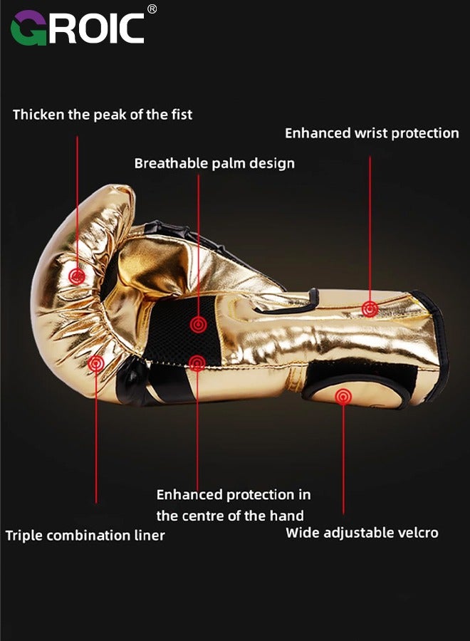 GROIC قفازات ملاكمة 12 أونصة من جلد PU، للمواي تاي، كيك بوكسينغ، MMA، تدريب السبارينغ، إغلاق TAKKA المتقدم، حشوة، أكياس اللكم، كرة السرعة، قفازات تمارين التركيز - Image 2