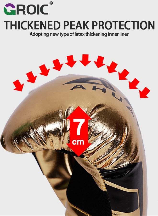 GROIC قفازات ملاكمة 12 أونصة من جلد PU، للمواي تاي، كيك بوكسينغ، MMA، تدريب السبارينغ، إغلاق TAKKA المتقدم، حشوة، أكياس اللكم، كرة السرعة، قفازات تمارين التركيز - Image 4